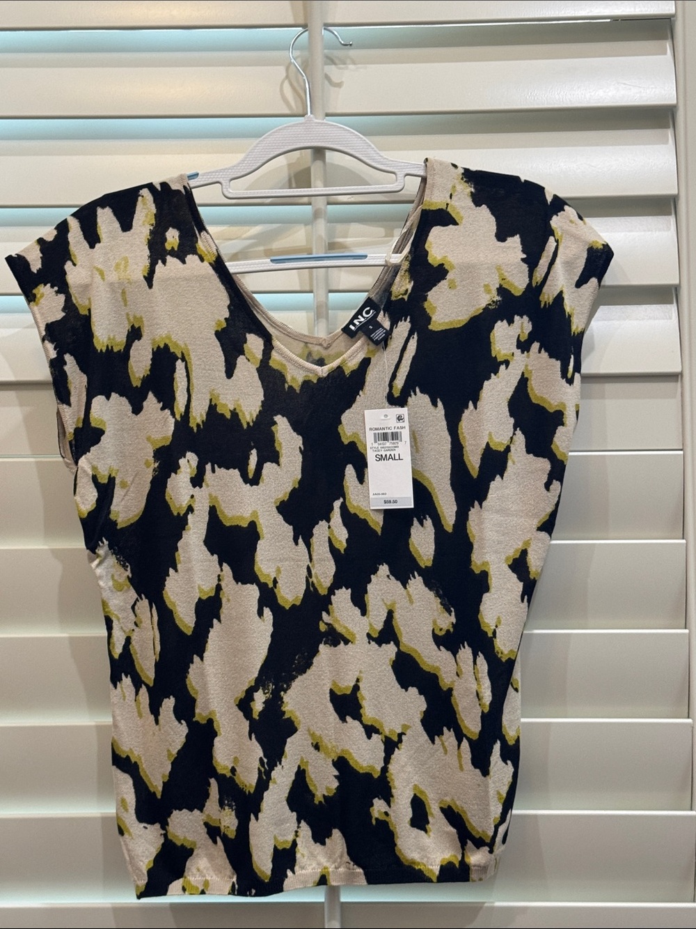 INC International Concepts Abstract V-Neck Blouse